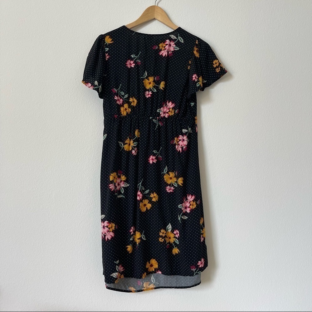 Old Navy Maternity Black Floral Polka Dot Midi Dress S - Picture 6 of 9
